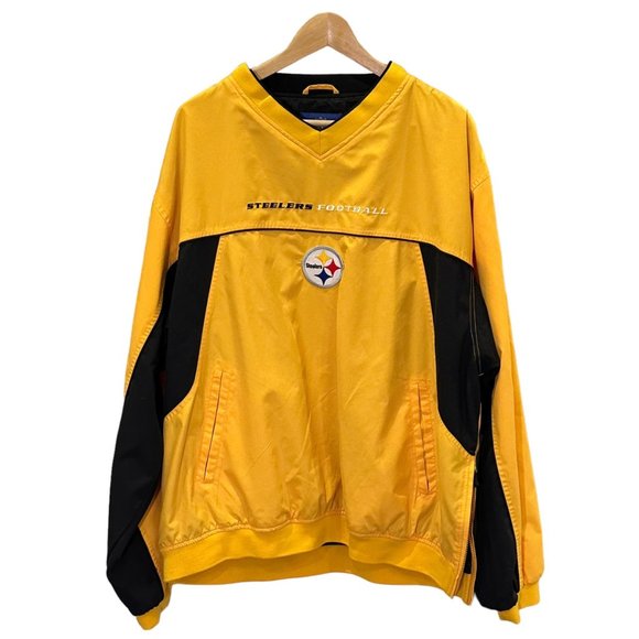 Reebok NFL Jacket Mens XL Yellow Pittsburgh Steelers Pullover Windbreaker - Picture 1 of 9